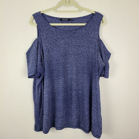 Penningtons Ti Voglio Purple Cold Shoulder Short Sleeve T-Shirt 2X - Picture 2 of 15